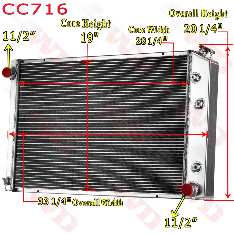 Radiador de 4 filas para Chevy C10 C20 C30 K10 K20 GMC C1500 C2500 K1500 1973-1987 Foto 2 de 4