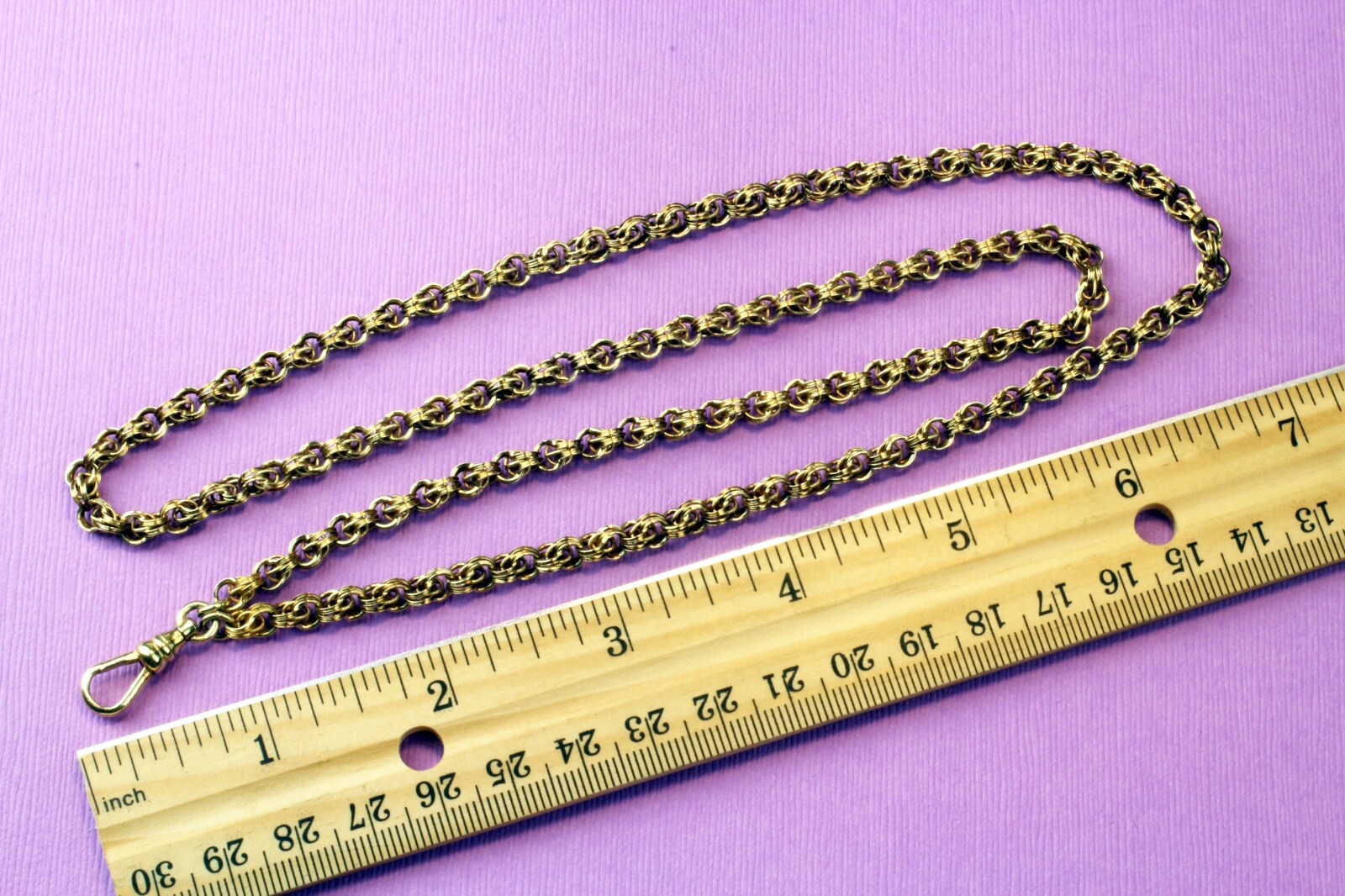 Rare 24" Antique 14K Yellow Gold Pocket Watch Chain Necklace Unusual Links eBay