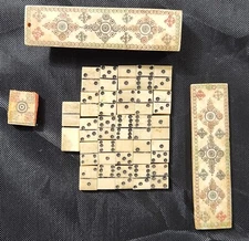 Vintage Domino Mini Set Of 27 Tiles Box Incomplete As Pic Shows. Bone? Or Other