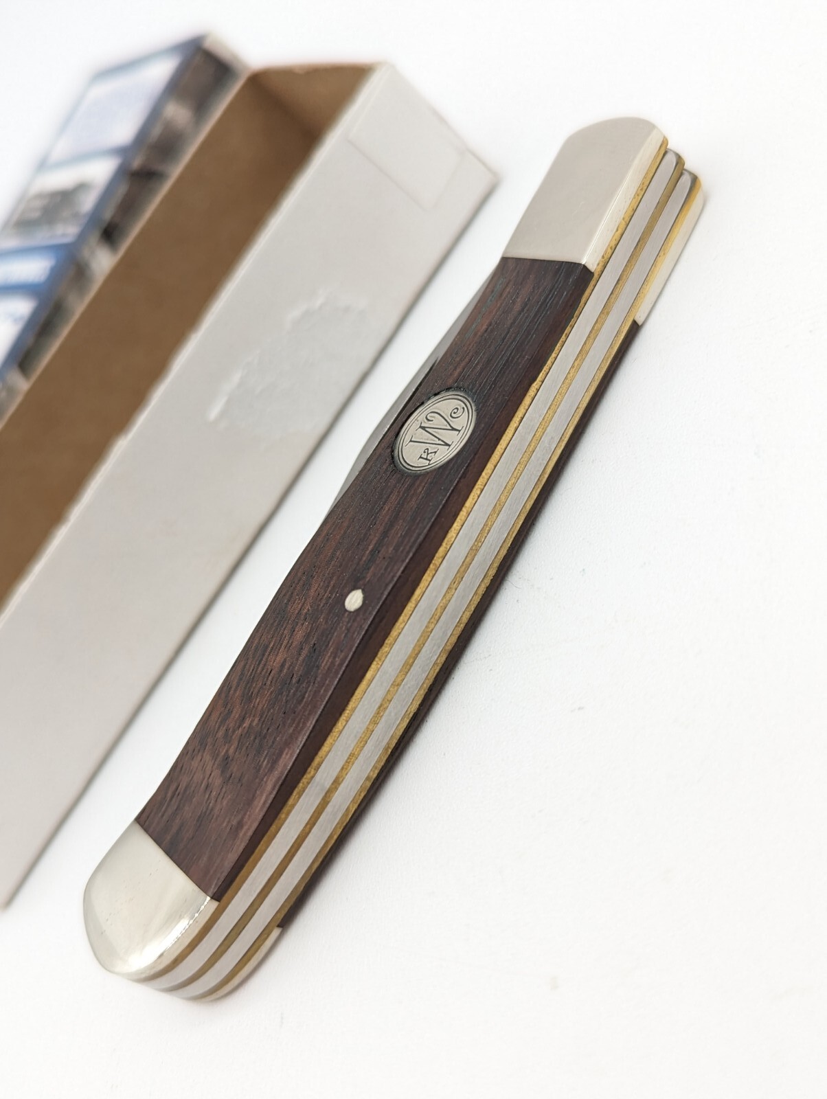 Walden Knife Co WWN54 Walnut Wood Trapper Folding Pocket Knife with box