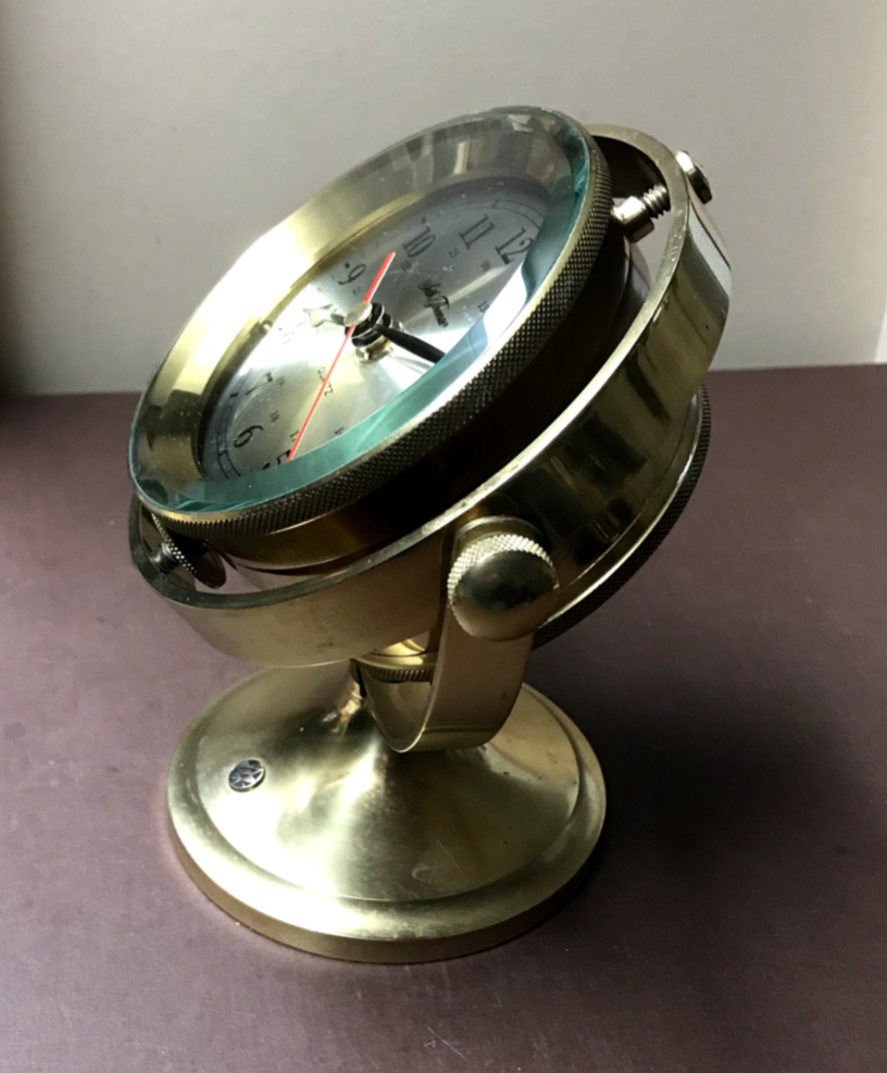 Seth Thomas 1044 Schooner Solid Brass Gimbal Ships Quartz Clock eBay