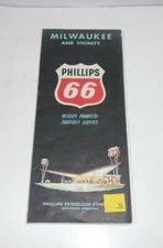 1963 Vintage Phillips 66 Gas Station Milwaukee Road Map 