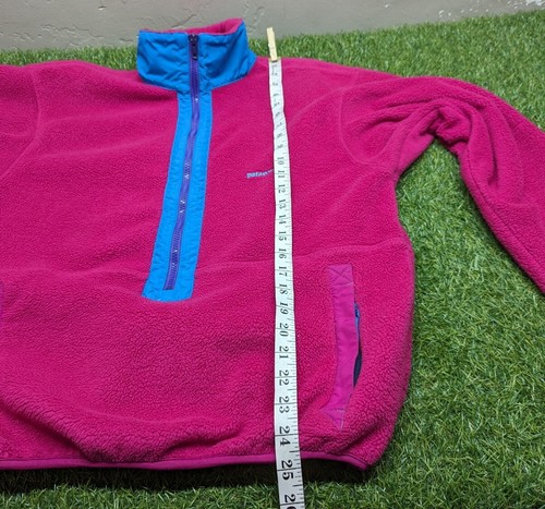 Patagonia Kangaroo Pocket Zip Bright Pink Fleece Jacket Kids Size 12 USA - Picture 5 of 8
