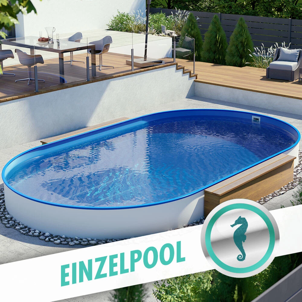 Pool 4 50 X 1 20 Ovalbecken Pool Schwimmbad 4,50 x 2,50 x 1,20 m blau, Folie 0,60 mm Stahl | eBay