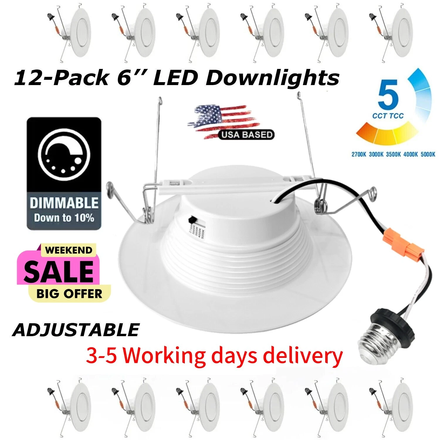 5/6 Inch LED Can Lights Retrofit Recessed Lighting, 5CCT 15Watt Recessed Lights