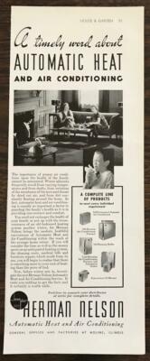 1936 Herman Nelson Automatic Heat Air Conditioning Print Ad A Timely Word 