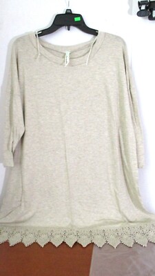 EMERALD~Soft Beige CROCHET TUNIC DRESS~3/4 Sleeve~95% Rayon~Women's 3x~NWOT