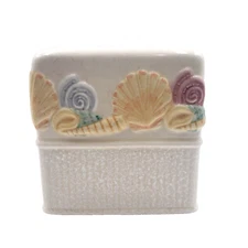 Vintage JC PENNEY 'Beach Front' Tissue Box Cover Hand Painted 3D Seashells