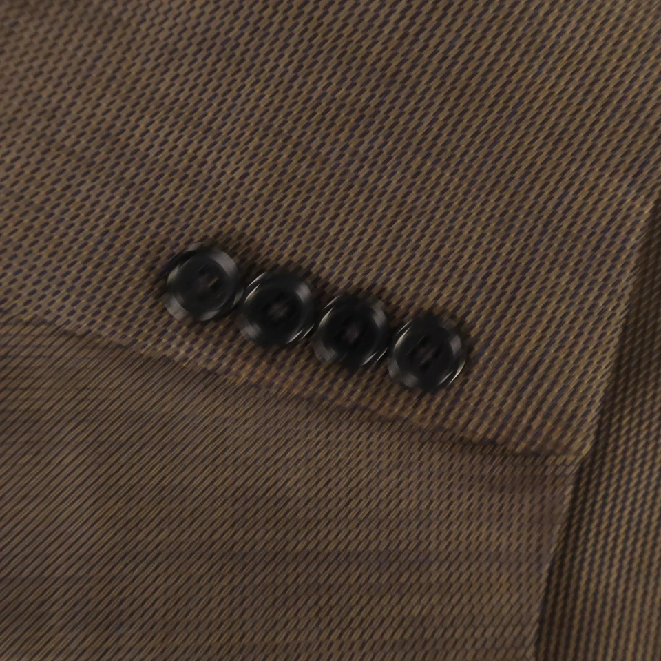 Canali Jacket L LT Brown Blue Nailshead Check 100% Wool Blazer Made in Italy 44L - Image 4 of 4