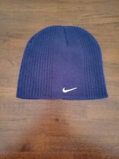 Nike Beanie Unisex Youth, Navy Ribbed Knit Embroidered Swoosh Casual