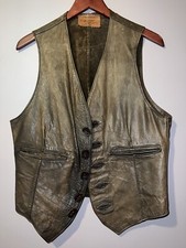 VINTAGE 1970's HANDMADE BRIDGEWATER LEATHER VEST hippie boho biker sz 38