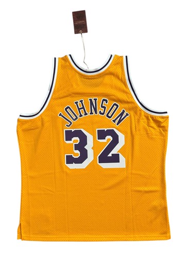 NWT Mitchell & Ness Los Angeles Lakers # 32 Magic Johnson Yellow Jersey 2XL - Picture 5 of 11