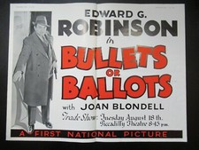 1936 Original Movie Poster BULLETS or BALLOTS Humphrey Bogart - 22" x 17"