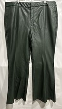 ELOQUII Women's Size 24 Wide Leg Faux Leather Pant June Bug Green NWT