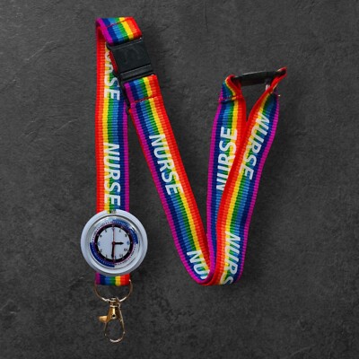 Regenbogen Krankenschwester Schlüsselband mit 3 Punkt Break & integrierter Uhr
