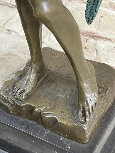 Reimagining of Michelangelo's David w/ Angel Wings Bronze Statue Sculpture Nude - Picture 6 of 10