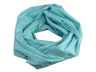 Damen-Loopschal Minimuster Grafik türkis weiß ca. 25 cm x 140 cm -100% Baumwolle