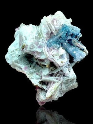 Blue tourmaline Crystal with combination of lepidolite mica quartz combine  
