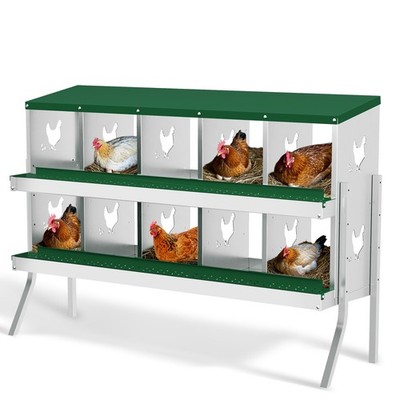 Hochwertige Nestbox aus Metall,6/8/10 Fächer,Ausrollfunktion, für Hühner & Enten