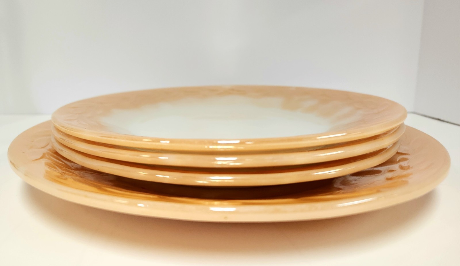 Vintage Fire-King Peach Lustre 8pc Dinner & Bakeware Set USA Mid Century