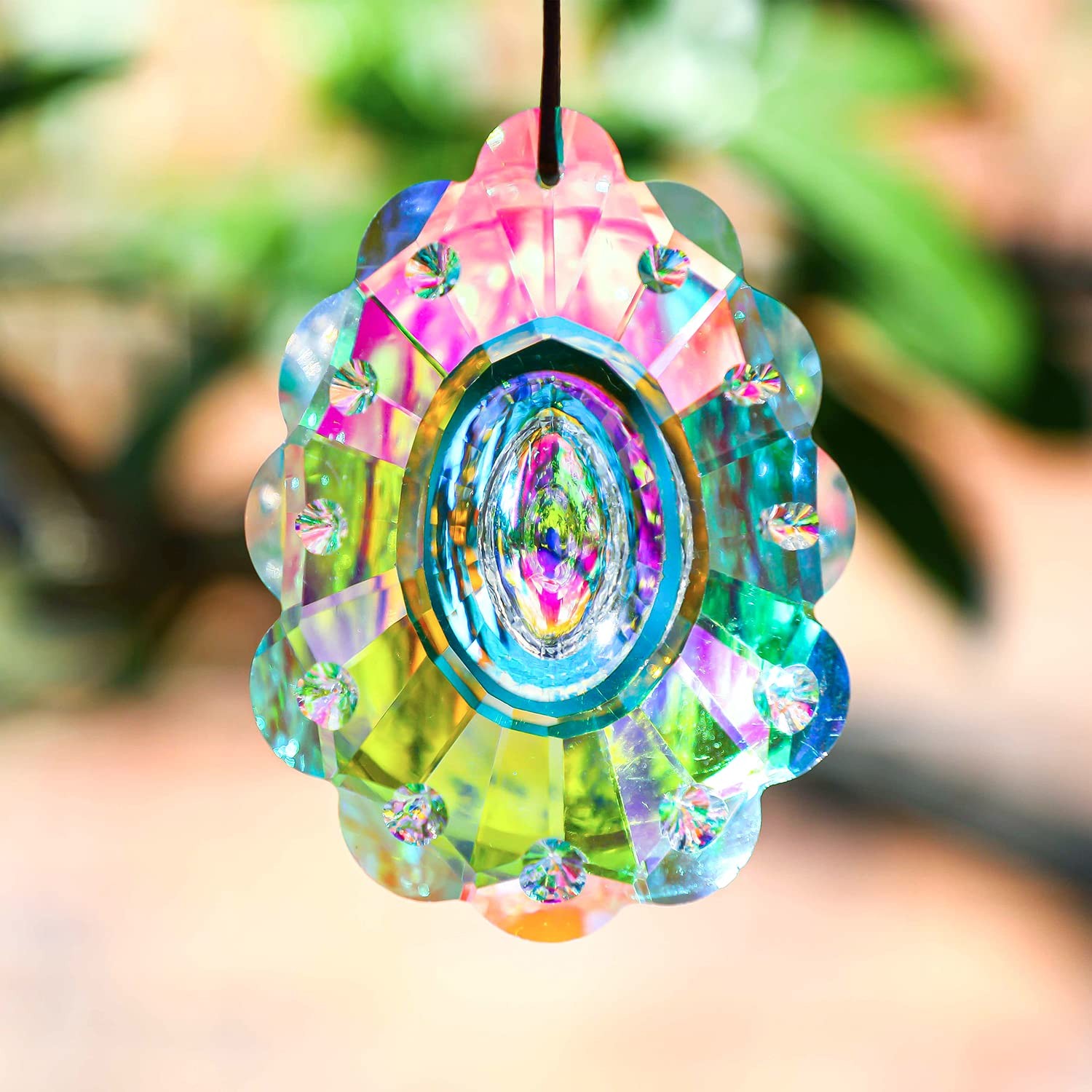 Prisme en cristal attrape-soleil de 76 mm en forme de paon, le cadeau idéal pour embellir un balcon