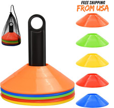 25 Pack Agility Disc Cones with Bag Sports Training Soccer Football 5 Colors