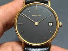 FREE SHIPPING! VINTAGE SWISS MADE SANDOZ PESEUX.7040 WINDING MENS WATCH 33MM
