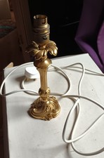 Vintage Solid Brass Table Lamp Candlestick Style Ornate Base, 23cm Tall