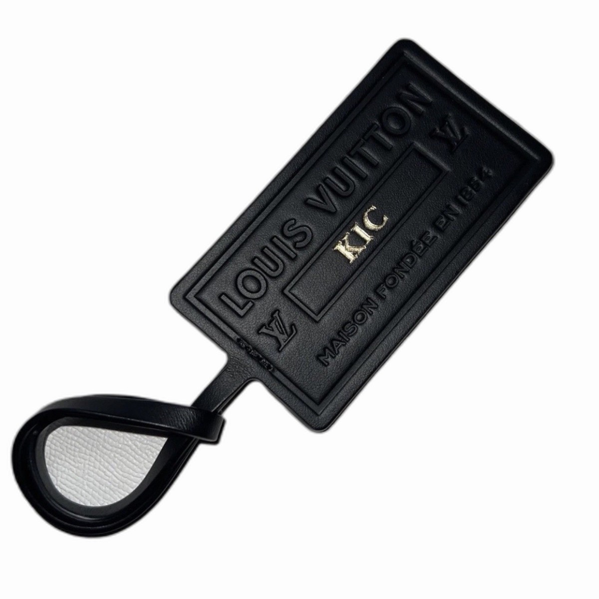 Louis Vuitton パテキ　ノベルティ Louis Vuitton Paris Black Aerogram Leather Tag Embossed Maison
