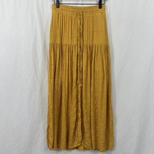Maeve Anthropologie Carnacion Yellow Textured Midi Skirt Boho Womens XS Festival