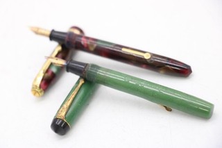 F x2 Vintage 14k Gold Nib Fountain Pens Inc Conway Stewart & Dinkie Boxed Etc