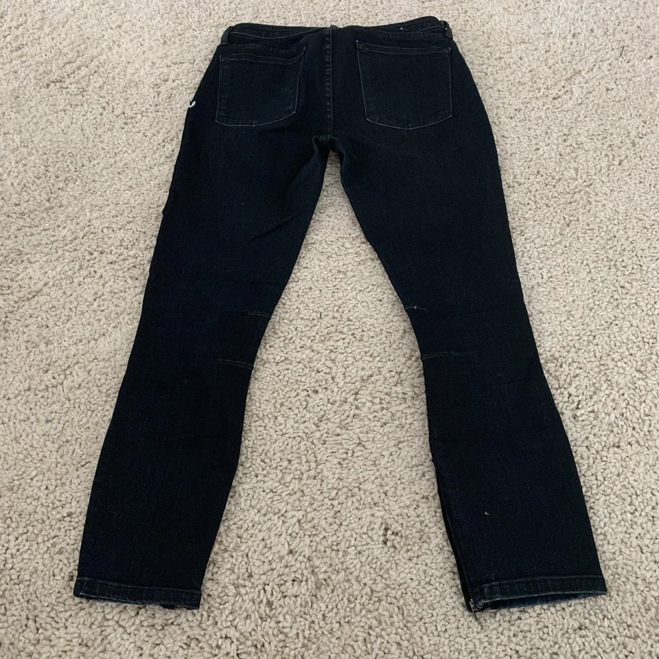 Helmut Lang Jeans Womens 28 Skinny Moto Zip Ankle Crop Black Wash Over Blue USA - Image 3 of 4
