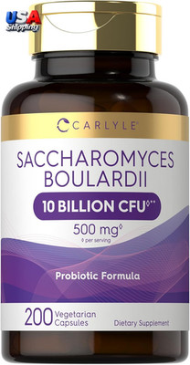 Probiotic Capsules Saccharomyces Boulardii 10 Billion CFUs 200 Count Bottle