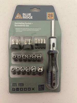 NEW Blue Ridge Tools 26pc Ratcheting Socket and Screwdriving Set