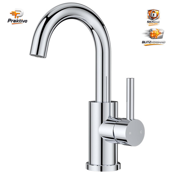 Wasserhahn Bad Hoch 360° Drehbar Edelstahl Waschtischarmatur-image