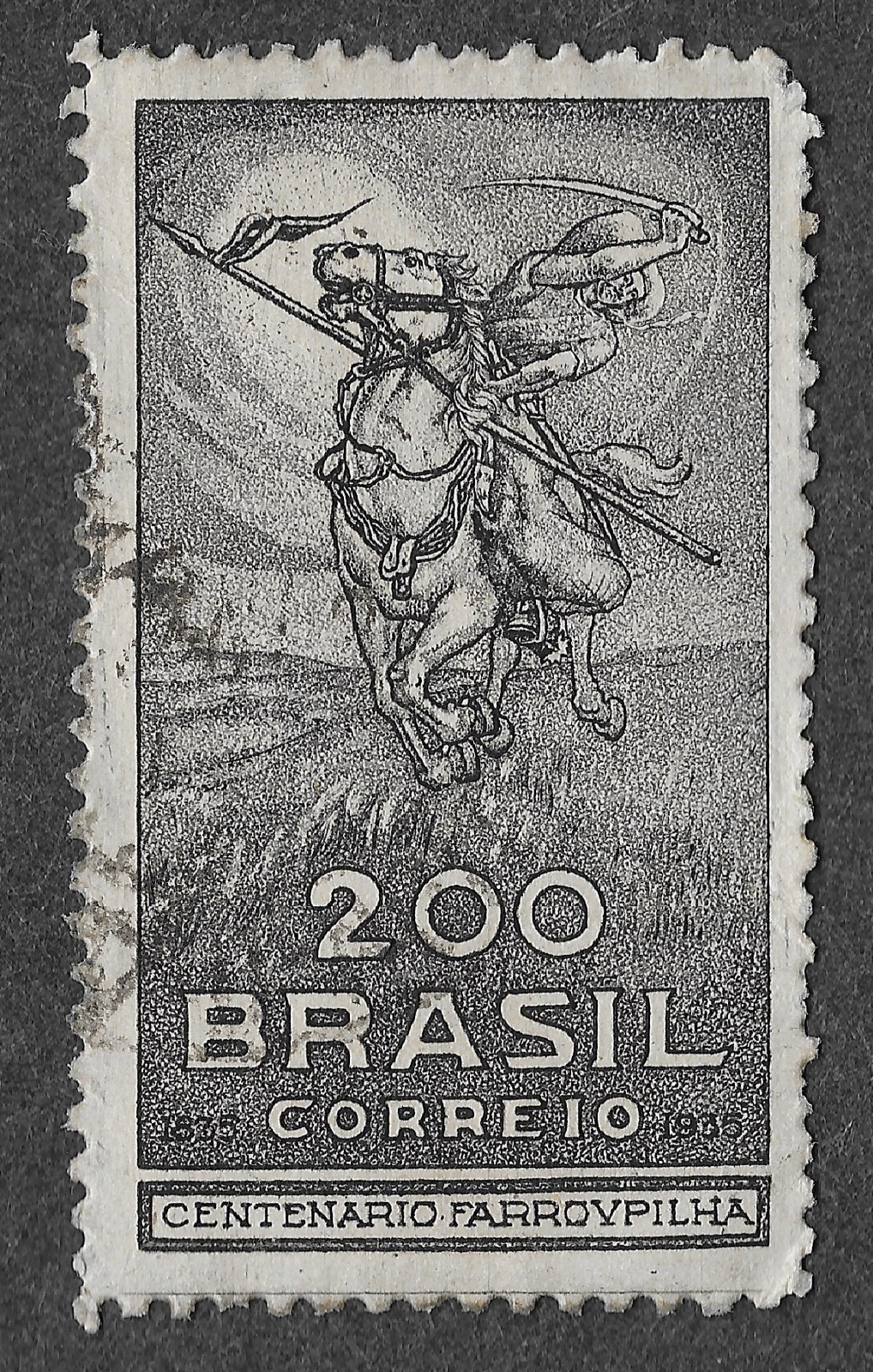 MMK Philately: Brazil Scott #407 Used 200 Reis Black Revolutionist SCV $1.40