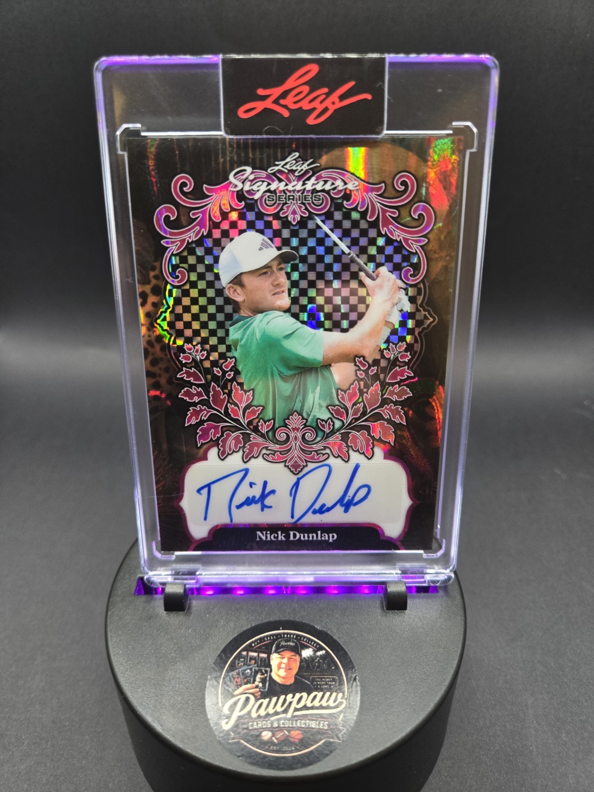 Nick Dunlap 2026 Leaf Signature Series Pink Auto 1/1 Golf BA-ND1 Encased