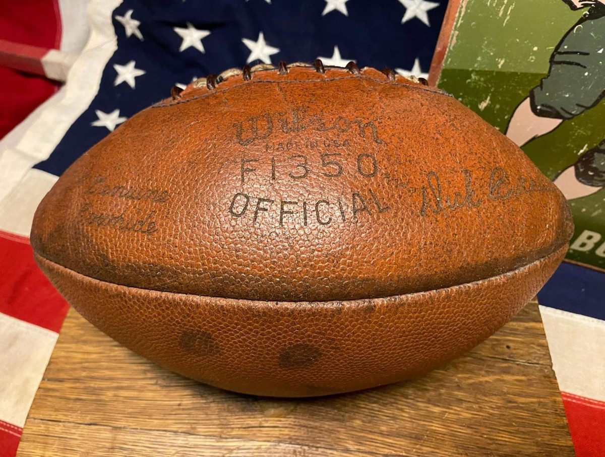 60s vintage FootballT USA製 染み込み Vintage 1960s Wilson Leather Football Laces Dick Butkus F1350