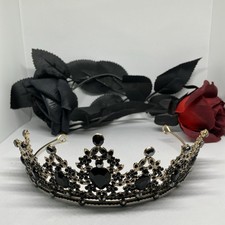  Crown for Women Gothic Crown Rhinestones Tiara Baroque Style Wedding Bridal