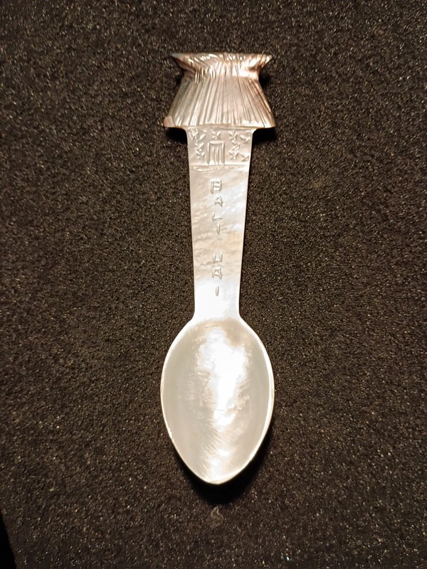 Souvenir Mother Of Pearl Spoon From Bali, Approximately 4.5 Inches