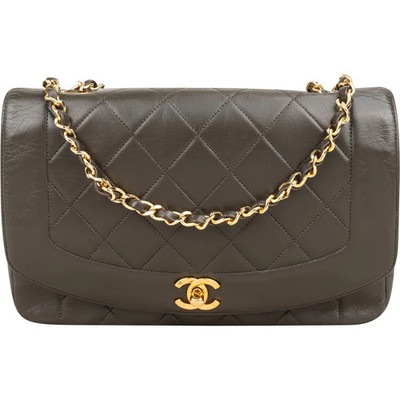 Chanel Quilted Lambskin 24K Gold Diana Single Flap Crossbody Bag Coco CC Tasche