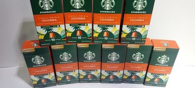 100 CT Starbucks Colombia Nespresso Pods 10-Count Packs - Medium Roast Coffee