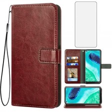 Compatible with Moto G Fast 2020 Wallet Case Tempered Glass Screen Protector