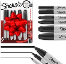 Sharpie Permanent Markers 6 Count Variety Pack Fine Ultra Fine Chisel Tip Black