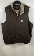 Carhartt Men's Dark Brown Sherpa Lined Duck Mock Neck Vest 104277 Sz 3XL Tall