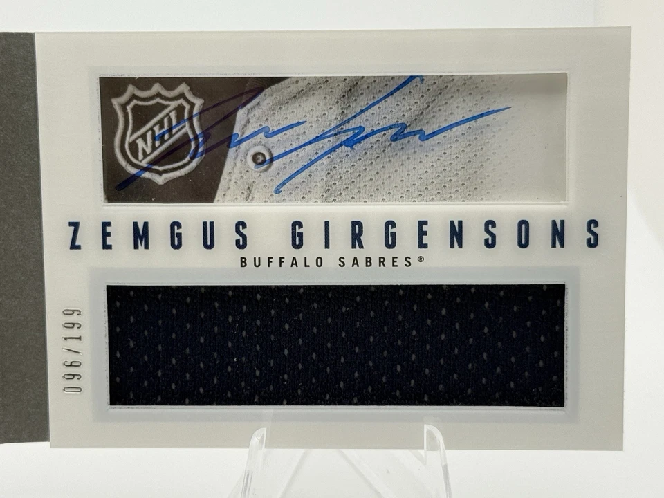 2013 Panini Playbook Booklet Zemgus Girgensons #159 RC Dual Patch Auto /199 - Image 3 of 4