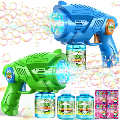 Bubble Gun Machine for Kids 4-8: 2-Pack Automatic Guns with 2 Bottles...