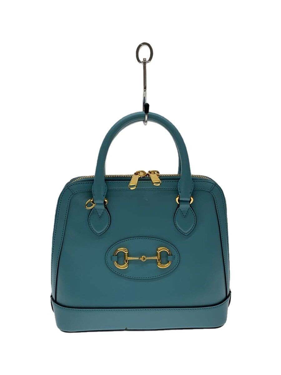 Gucci Handbag Small Top Handle Bag Horsebit 1955 Leather Blue Rubbed Corner