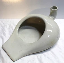 Vintage Goodwin Bros  White Porcelain Bed Pan Urinal 15" L x 10" W x 5 1/2" T