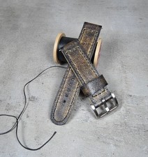 Handmade Brown Distressed Leather Watch Strap Vintage Band 18 20 22 24 26 28mm